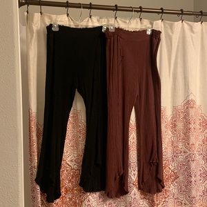 Lot of 2 free people gauze harem tulip pants in black and burgundy